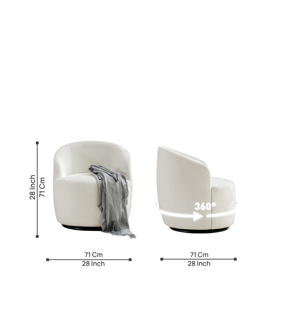 Oscar Fabric Swivel Chair In Ivory Cream Colour - Febonic Living