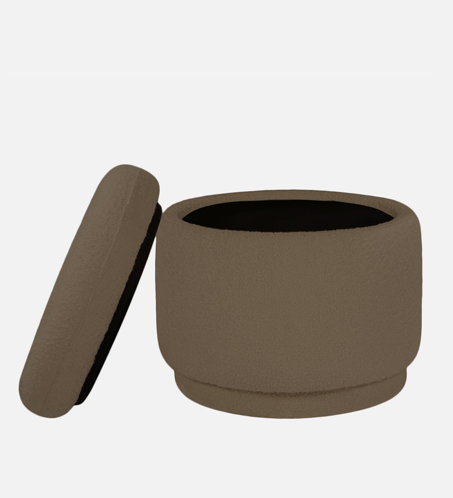 Noki Boucle Fabric Ottoman In Caro Beige Colour With Storage - Febonic Living