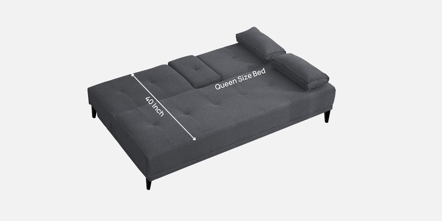 Jerry Fabric 3 Seater Convertible Sofa Cum Bed In Maba Gray Colour - Febonic Living