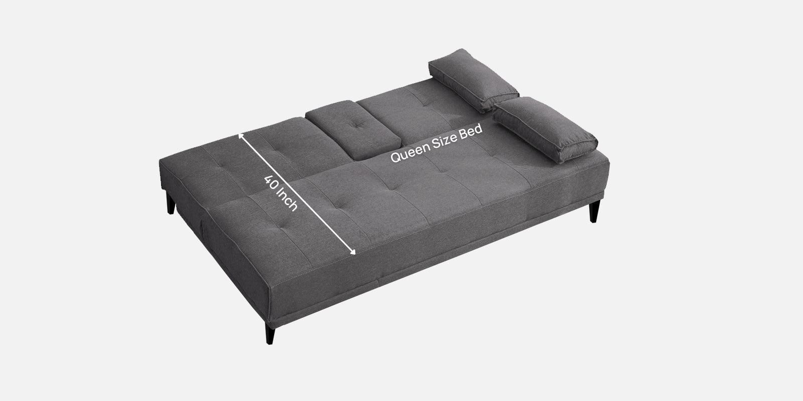 Jerry Fabric 3 Seater Convertible Sofa Cum Bed in Sudo Grey Colour