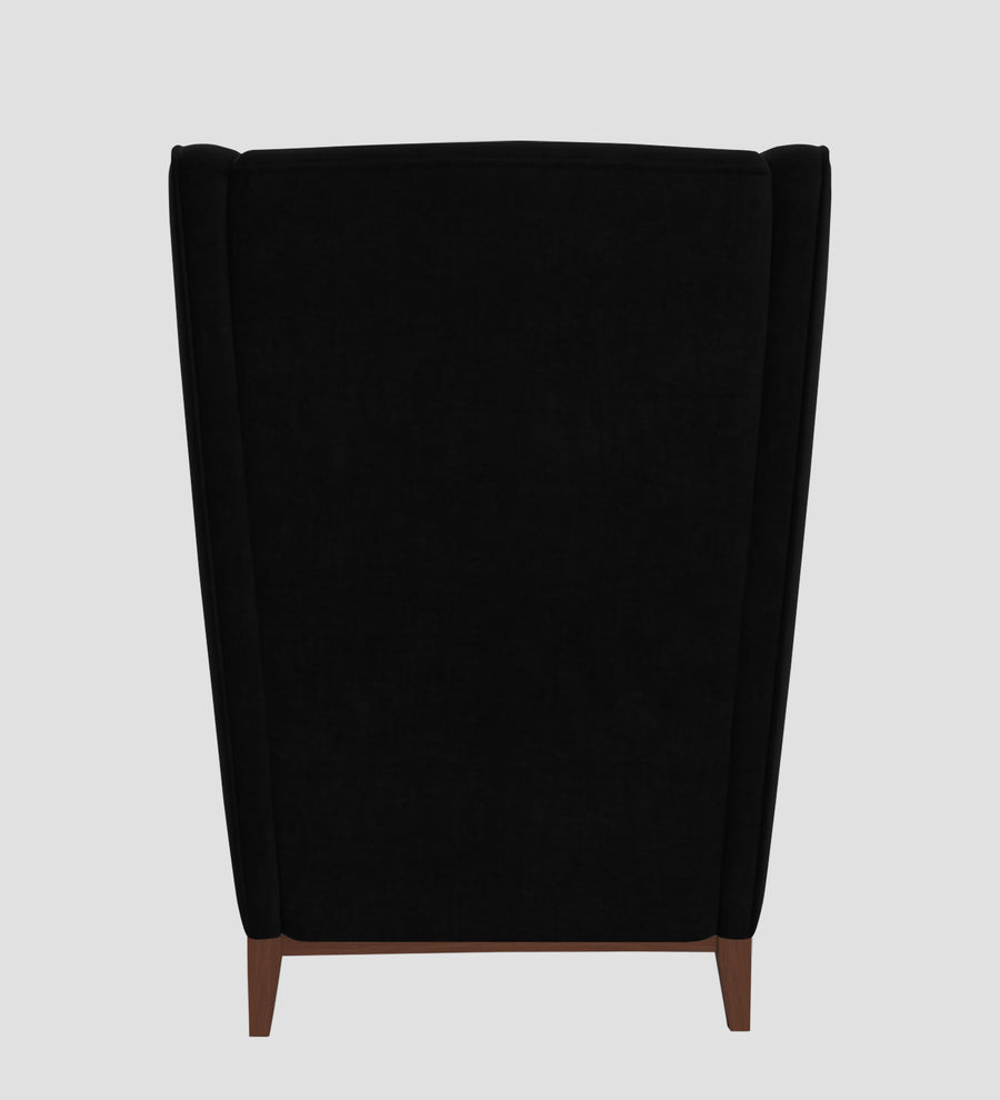 Suri Velvet Wing Chair In Adam Black Colour - Febonic Living