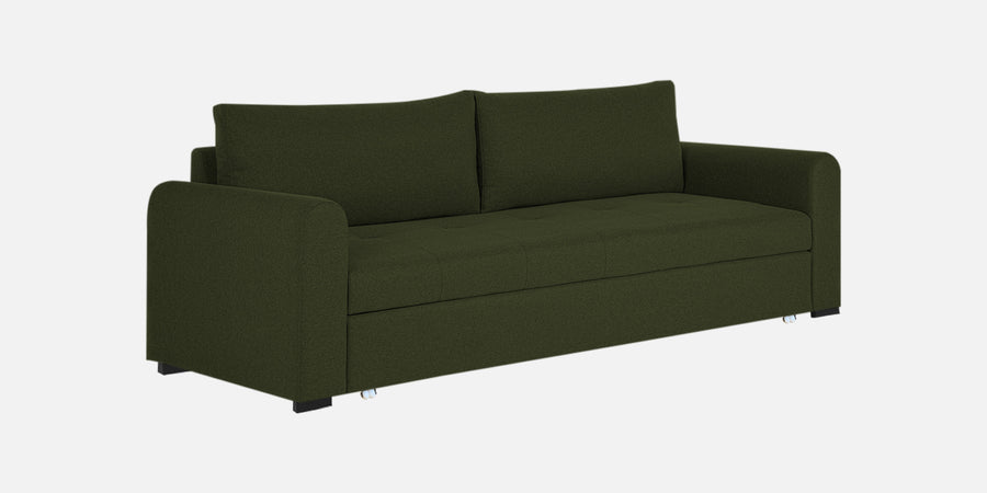 Sigma Fabric 3 Seater Pull Out Sofa Cum Bed In Olive Green Colour - Febonic Living