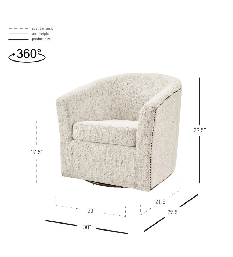 Loki Fabric Swivel Chair In Ash Grey Colour - Febonic Living