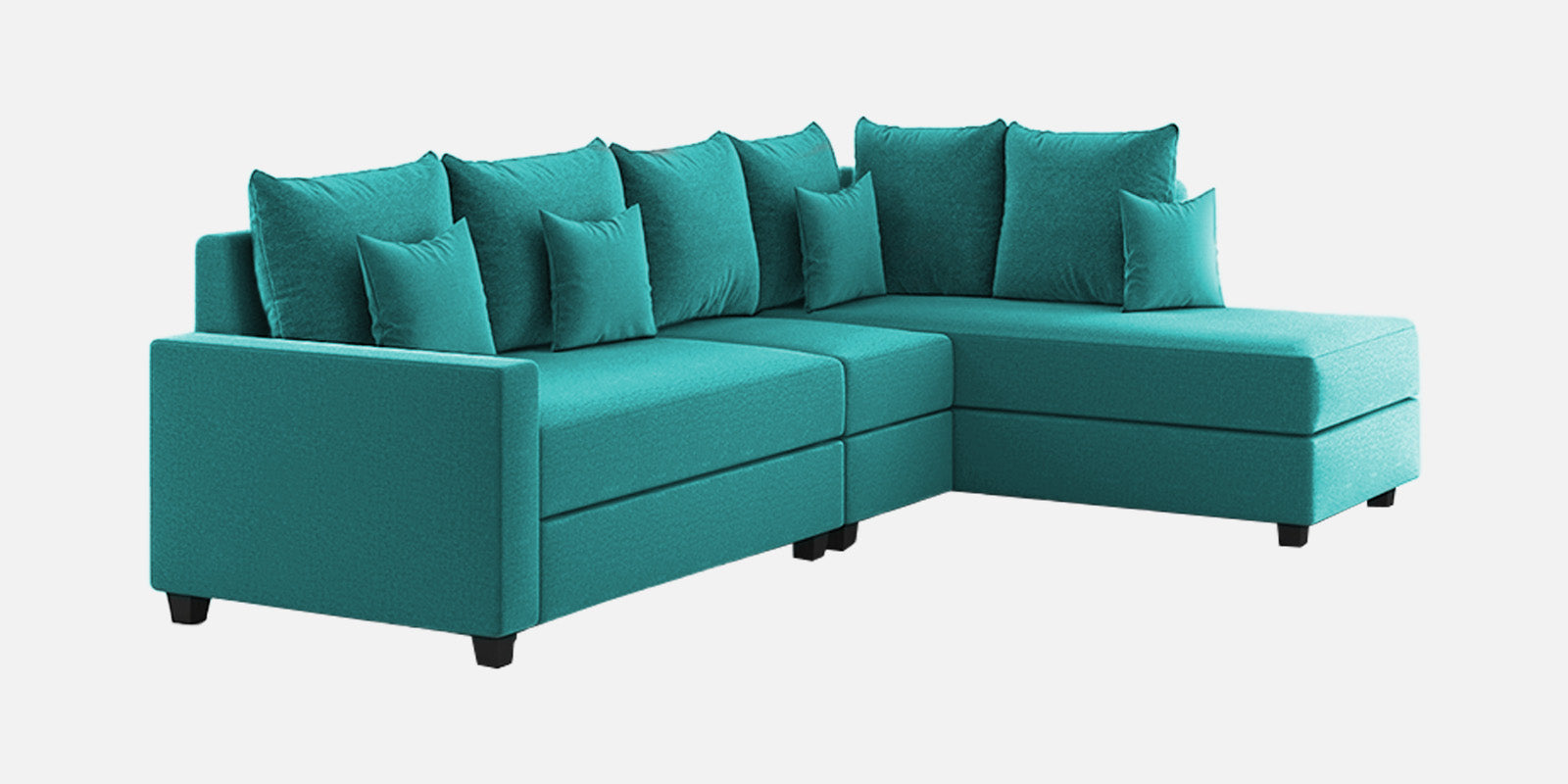 Ginny Fabric LHS Sectional Sofa (3+Lounger) Sea Green Colour