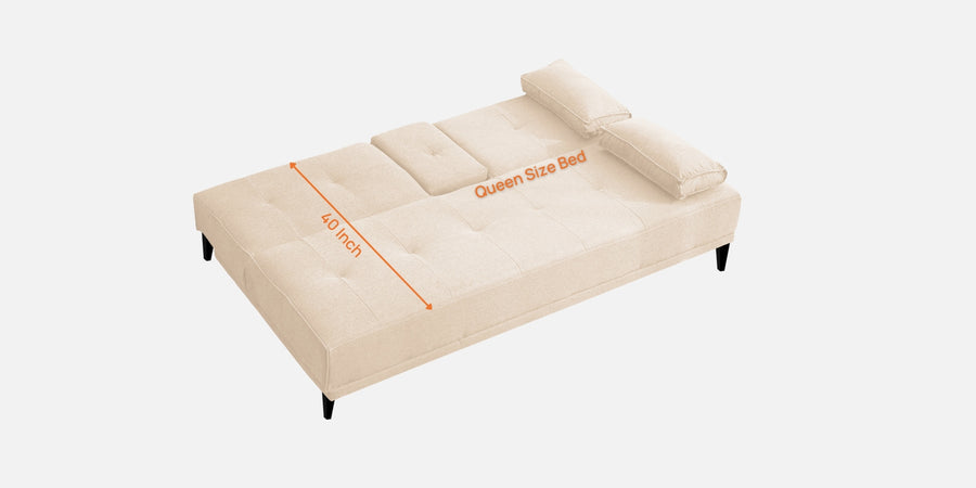 Jerry Fabric 3 Seater Convertible Sofa Cum Bed In Woom Beige Colour - Febonic Living