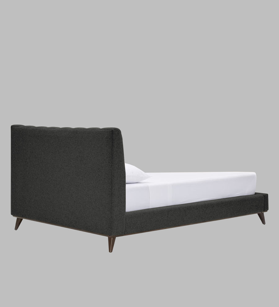 Jasmin Fabric Upholstered Queen Bed In Charcoal Grey Colour - Febonic Living