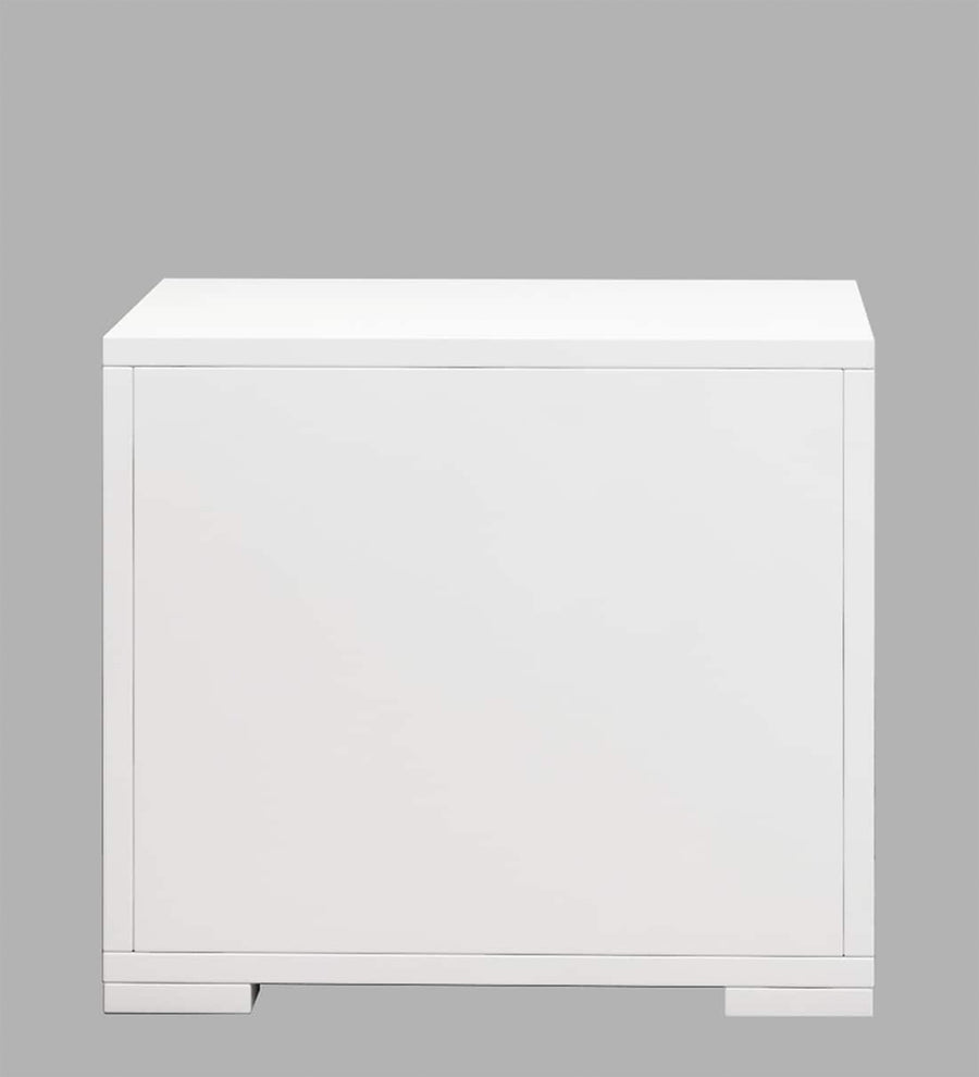 Elvik Bedside Table With Drawer In Frosty White Finish - Febonic Living
