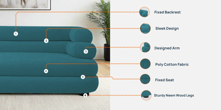 Wener Fabric 3 Seater Sofa In Kelly Green Colour - Febonic Living