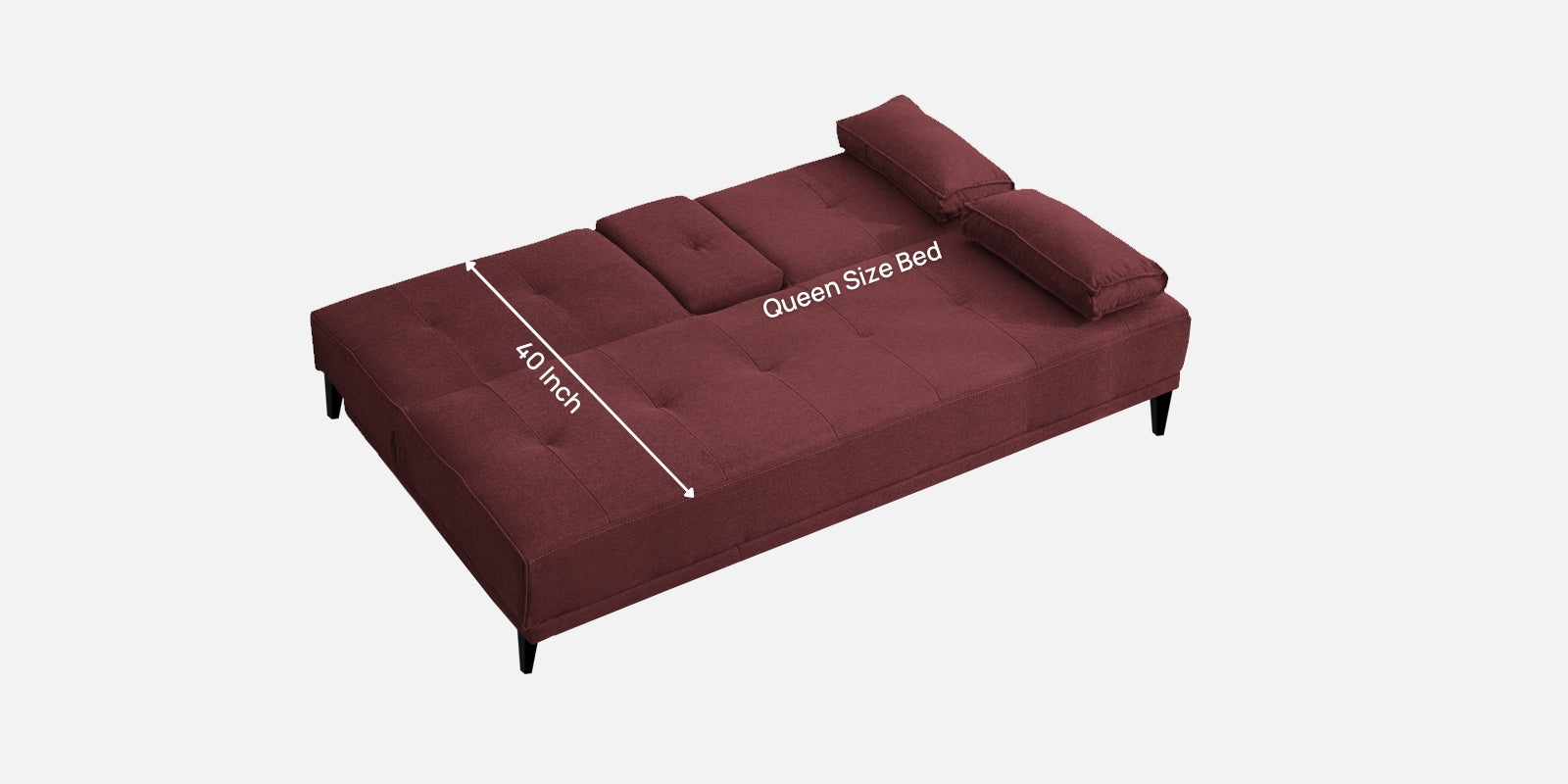 Jerry Fabric 3 Seater Convertible Sofa Cum Bed in Blaze Red Colour