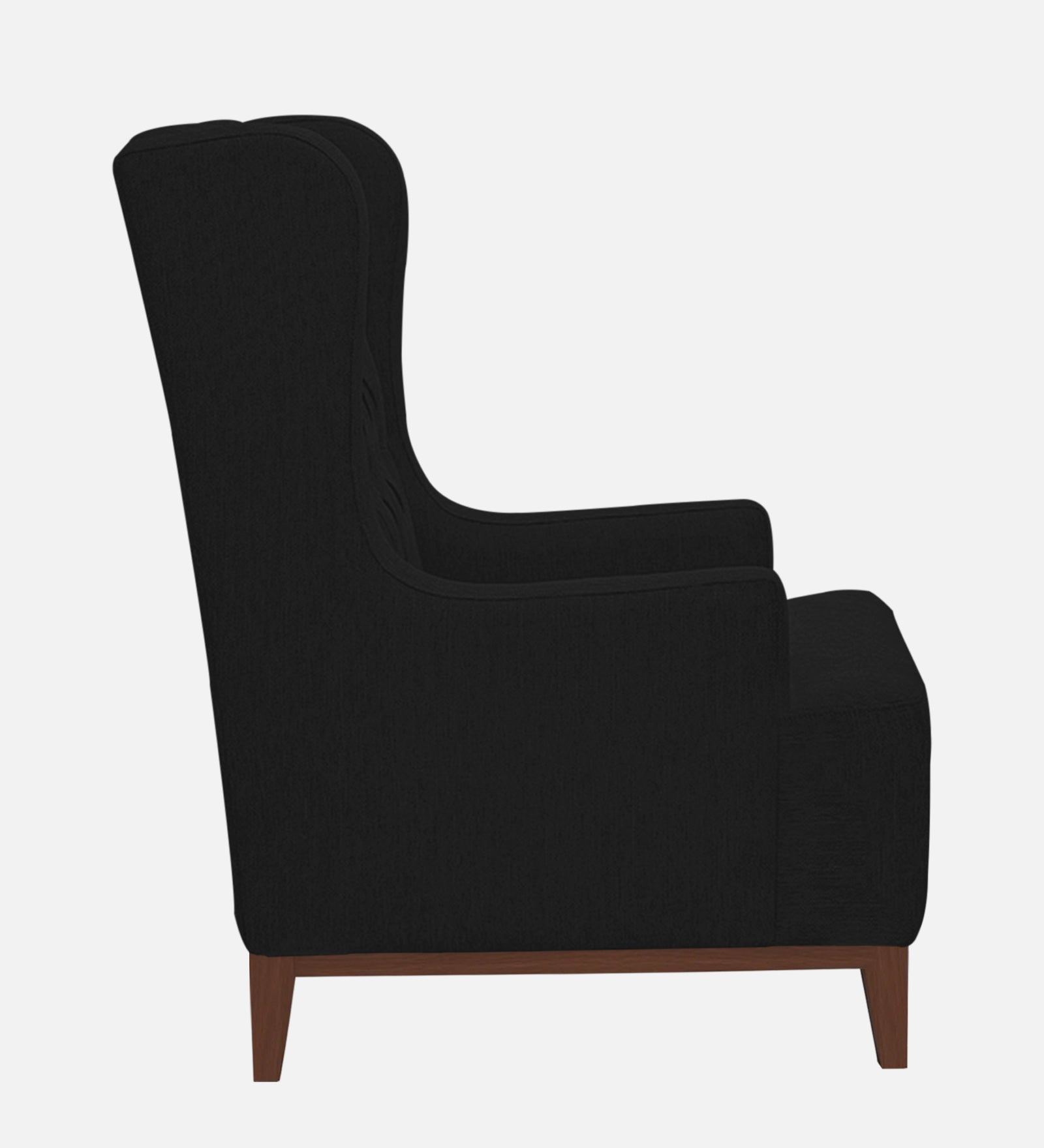 Kuchi Fabric 1 Seater Wing Chair Sofa in Zed Black Colour