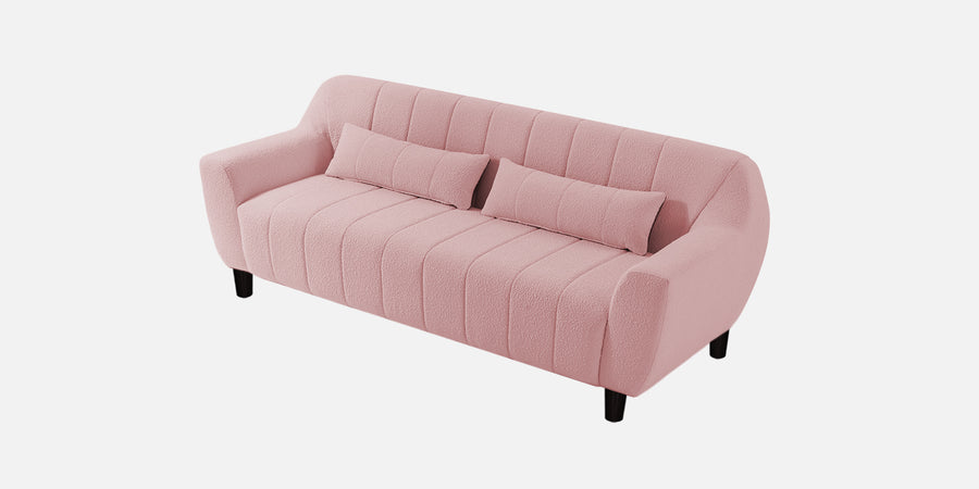Nesco Boucle Fabric 3 Seater Sofa In Basi Pink Colour - Febonic Living