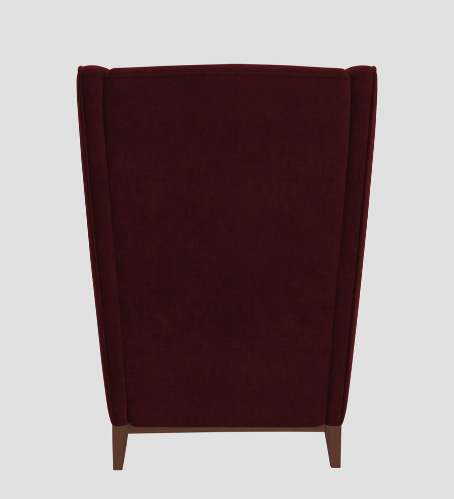Suri Velvet Wing Chair In Dark Maroon Colour - Febonic Living