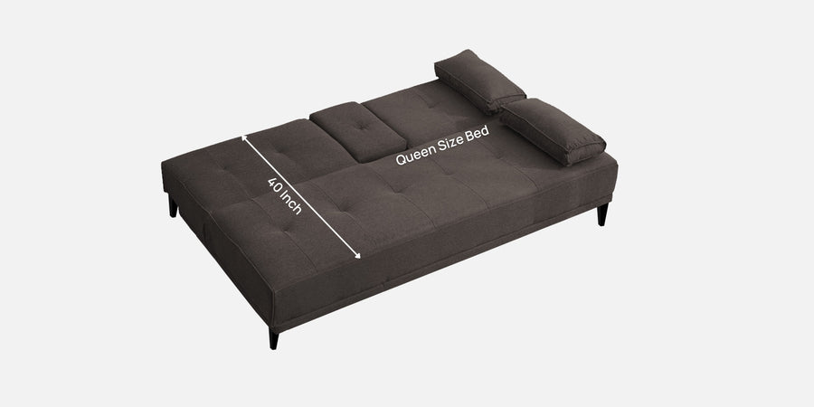 Jerry Fabric 3 Seater Convertible Sofa Cum Bed In Caspa Brown Colour - Febonic Living
