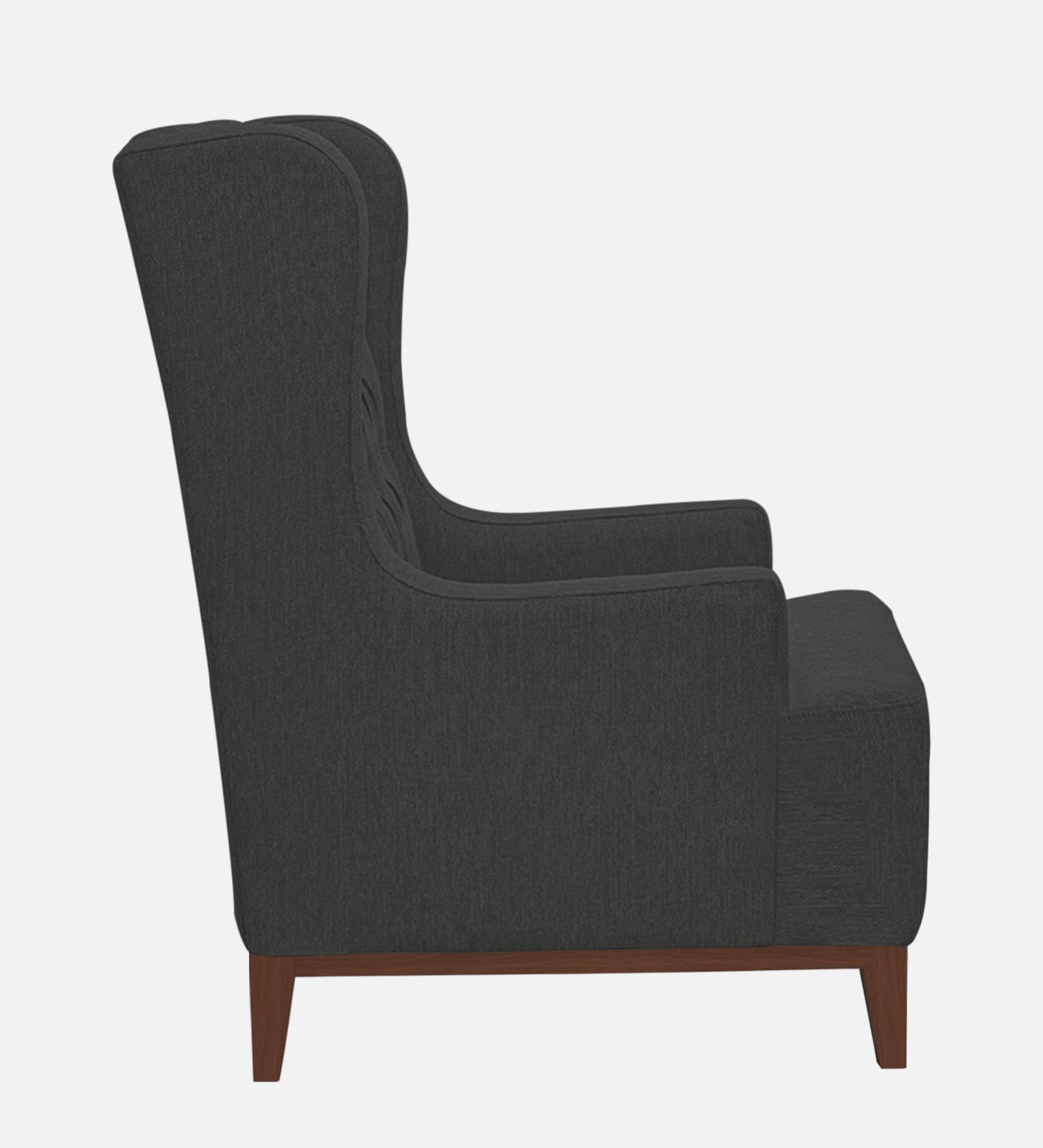 Kuchi Fabric 1 Seater Wing Chair Sofa in Charcoal Grey Colour