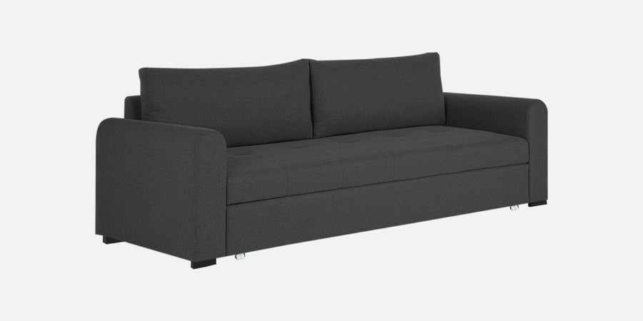 Sigma Fabric 3 Seater Pull Out Sofa Cum Bed In Charcoal Grey Colour - Febonic Living