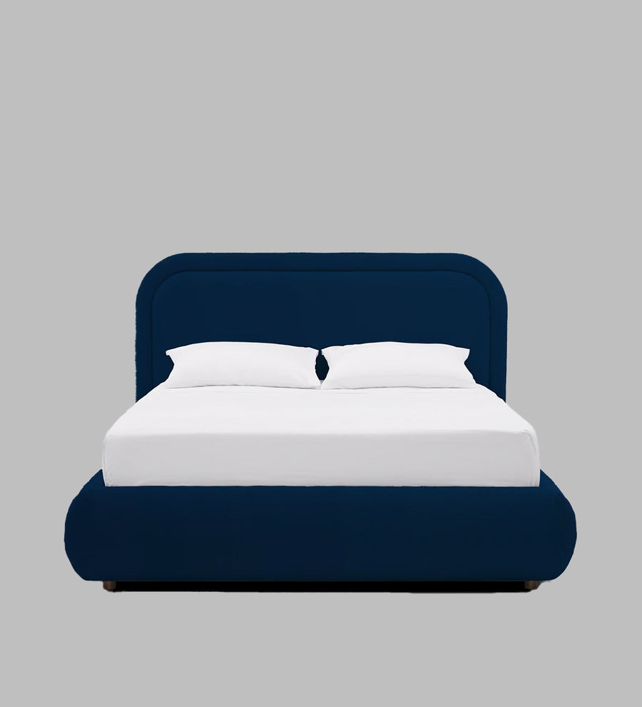 Nemo Boucle Upholstered King Size Bed In Classic Blue Colour - Febonic Living
