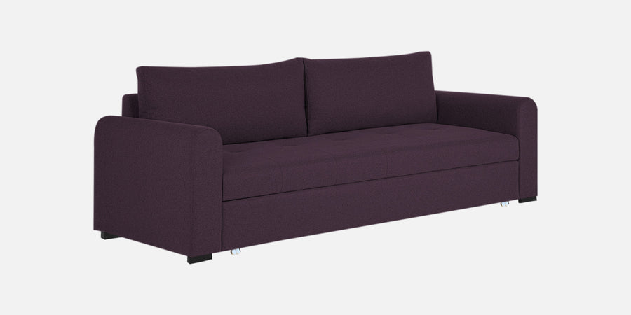 Sigma Fabric 3 Seater Pull Out Sofa Cum Bed In Greek Purple Colour - Febonic Living