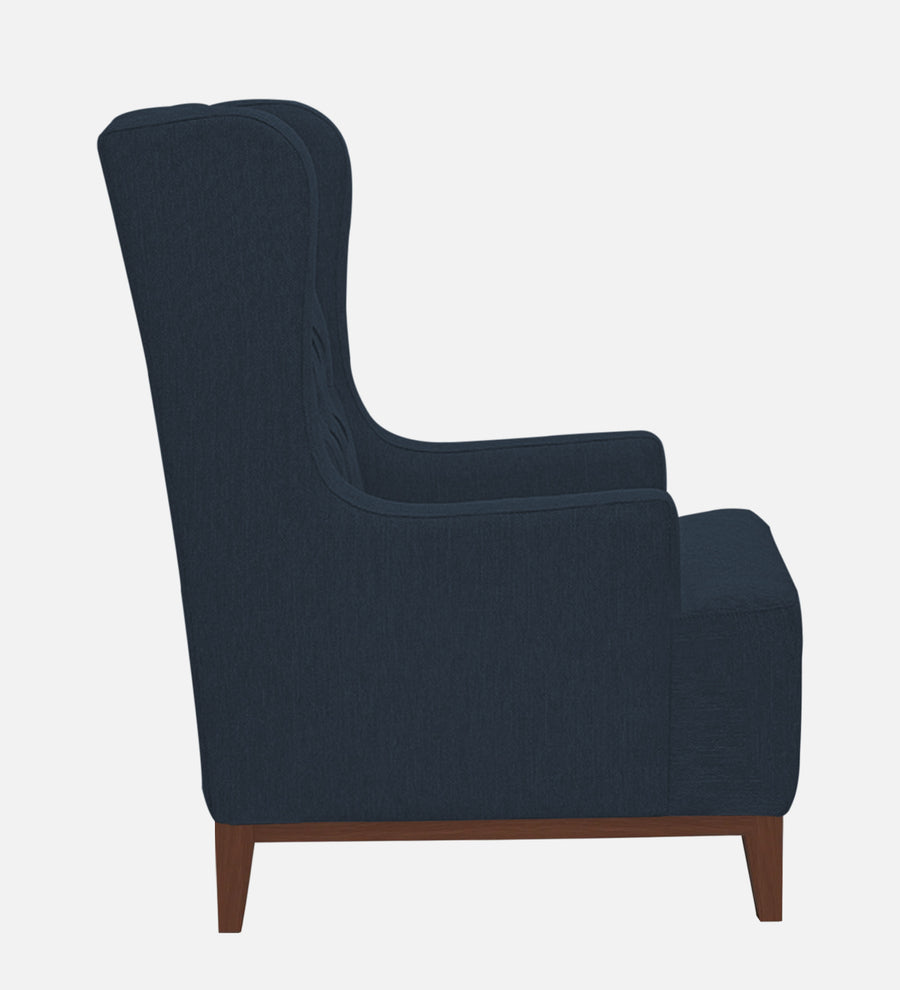 Kuchi Fabric Wing Chair In Denim Blue Colour - Febonic Living
