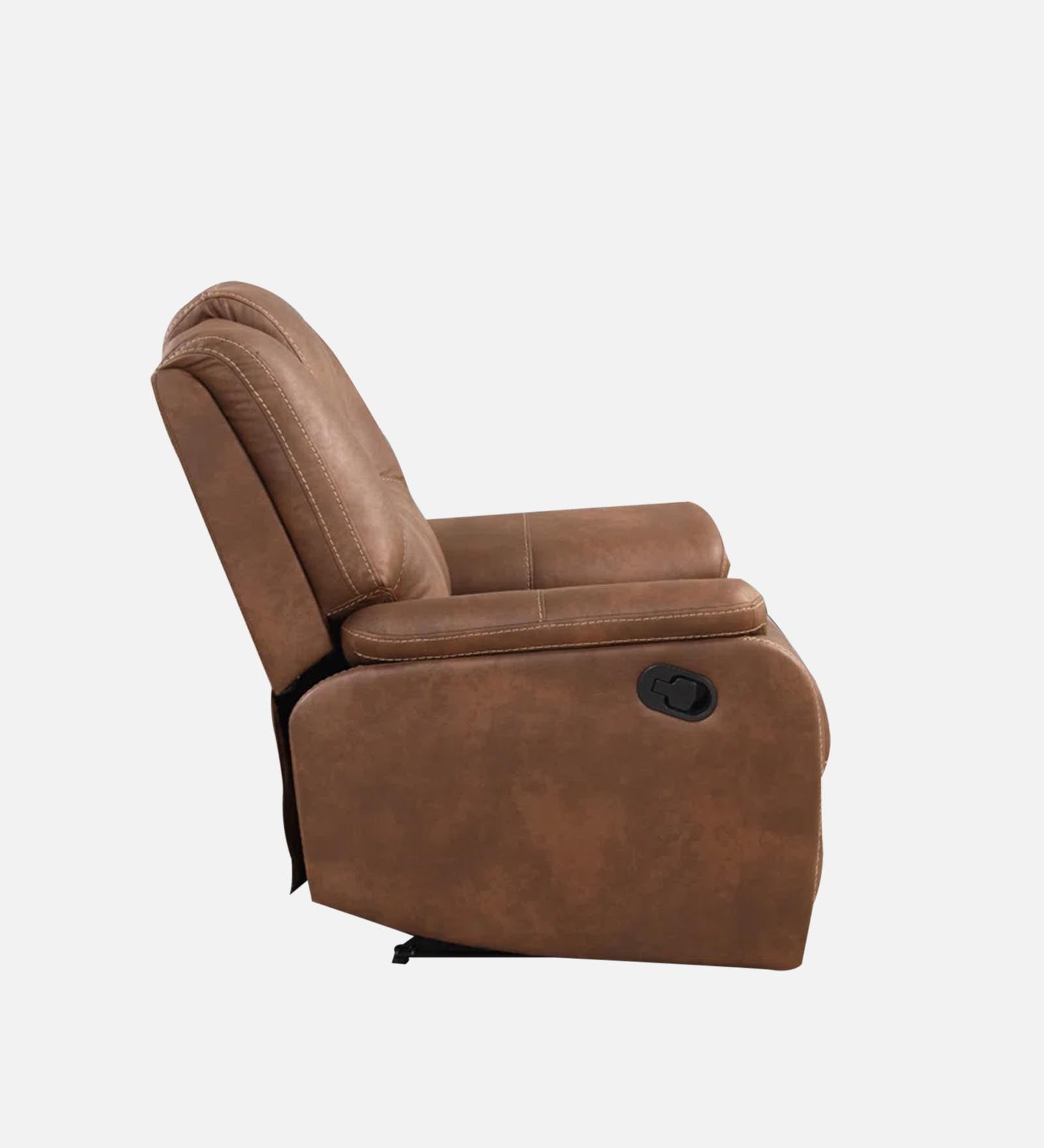 Dolpin Leather Manual 1 Seater Recliner In Clay-Brown Leather Finish