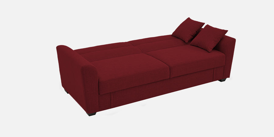 Bony Fabric 3 Seater Convertible Sofa Cum Bed In Corel Red Colour - Febonic Living