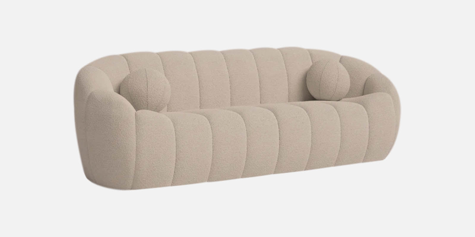 Boucle Fur Fabric 3 Seater Sofa in Regal Beige Colour