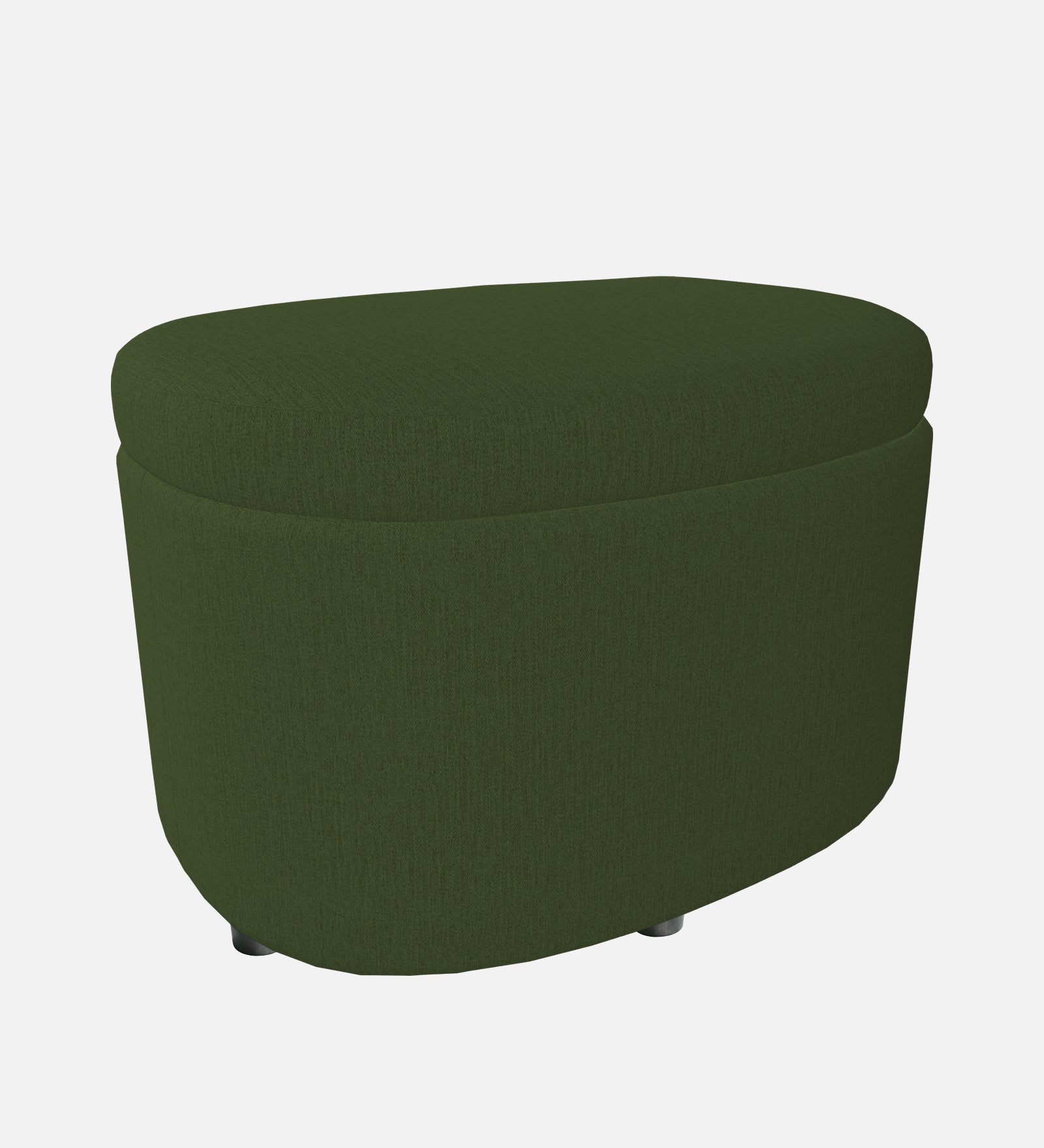 Ruggy Fabric Storage Ottoman in Olive Green Colour