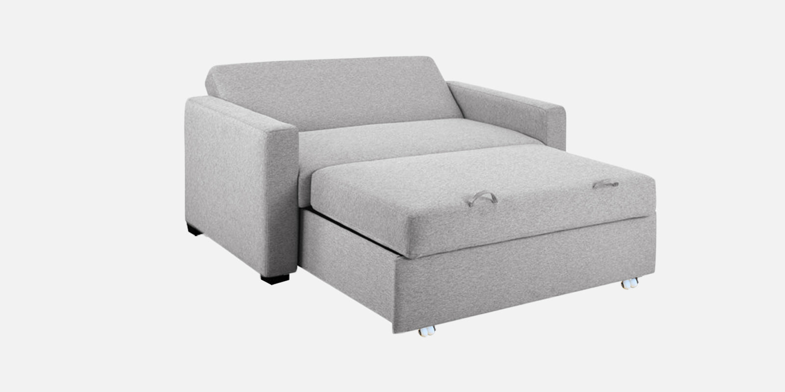 Lobby Fabric 2 Seater Pull Out Sofa Cum Bed In Lit Grey Colour