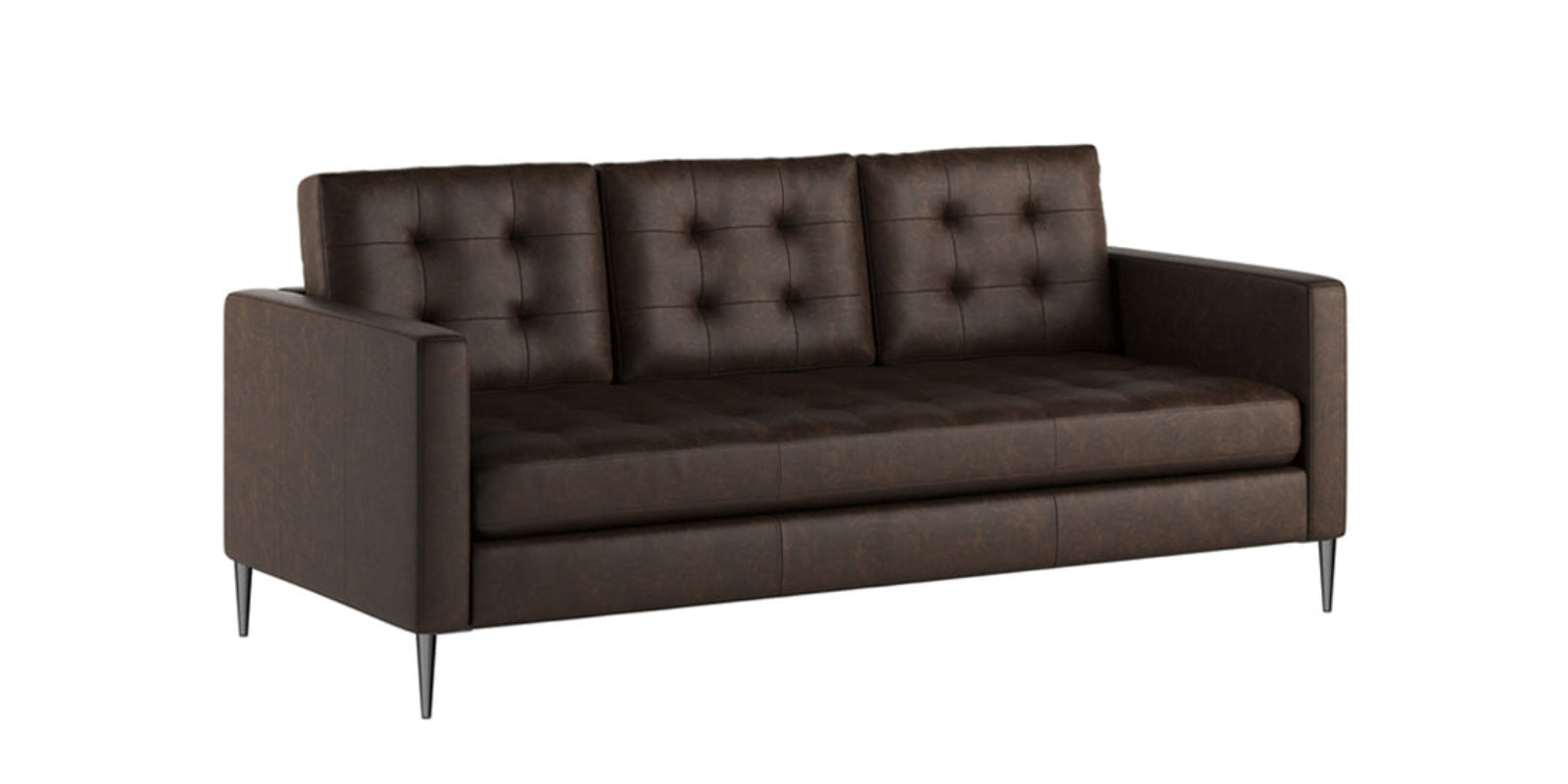 Zelso Leatherette 3 Seater Sofa in Coal Brown Colour