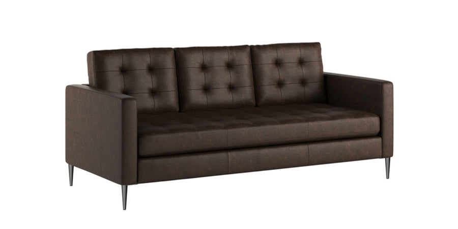 Zelso Leatherette 3 Seater Sofa In Coal Brown Colour - Febonic Living