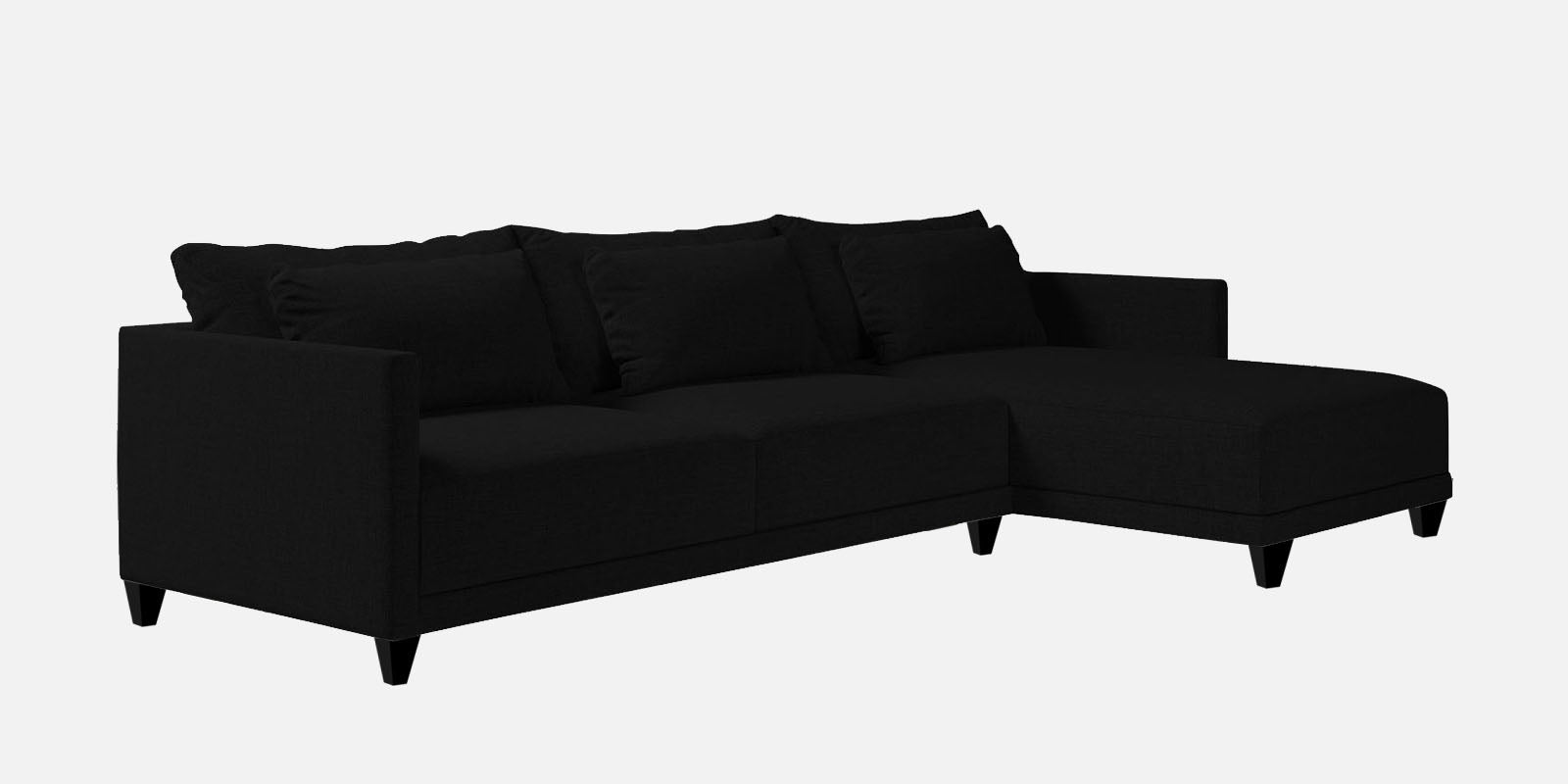 Kera Fabric LHS Sectional Sofa (3+Lounger) In Zed Black Colour