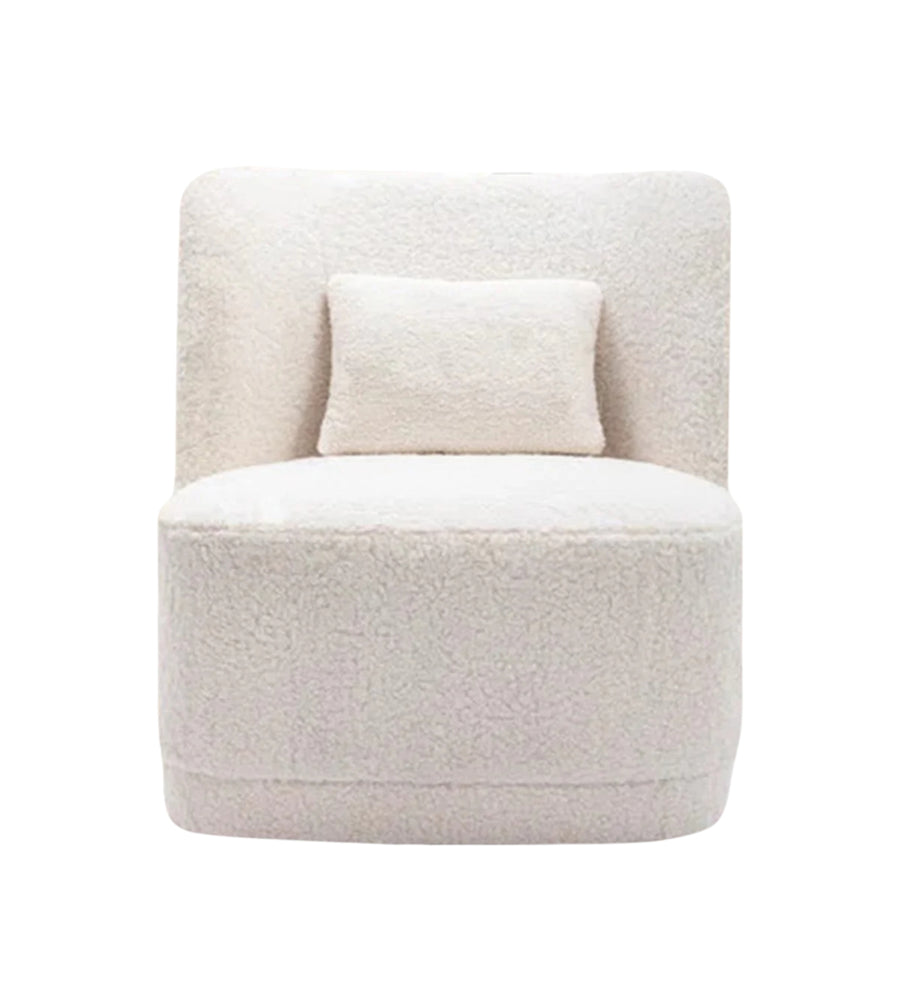 Benny Boucle Fabric Swivel Chair In Shell White Colour - Febonic Living