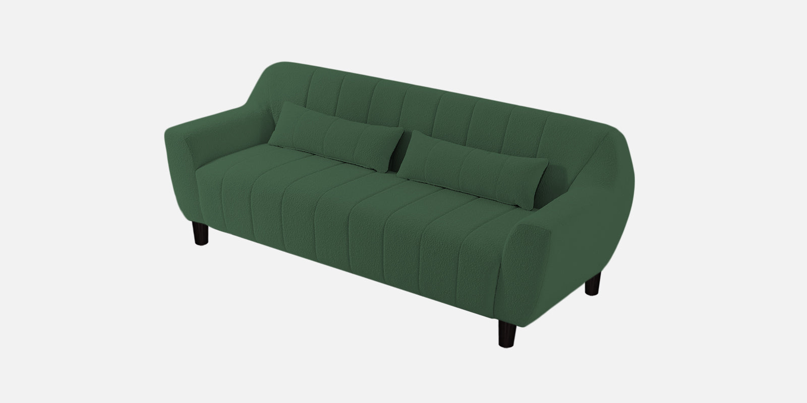 Nesco Fur Fabric 3 Seater Sofa in Bottle Green Colour