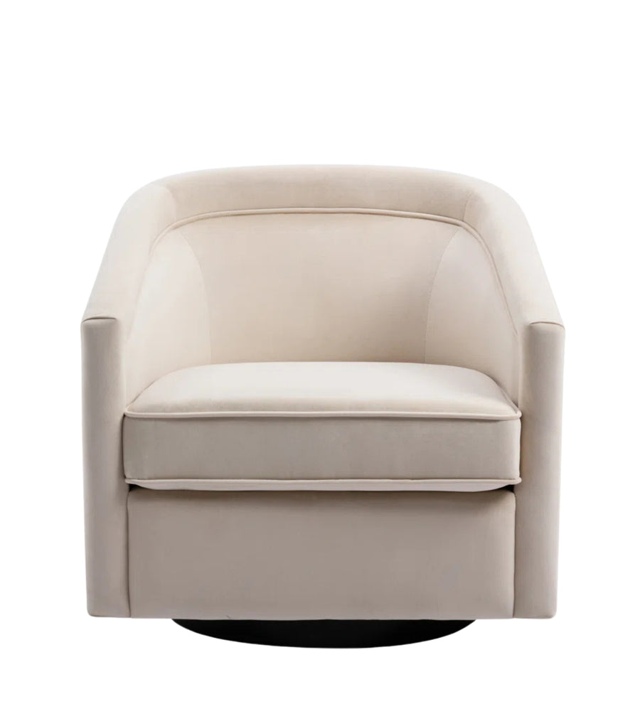 Boomer Velvet Swivel Chair In Camel Beige Colour - Febonic Living