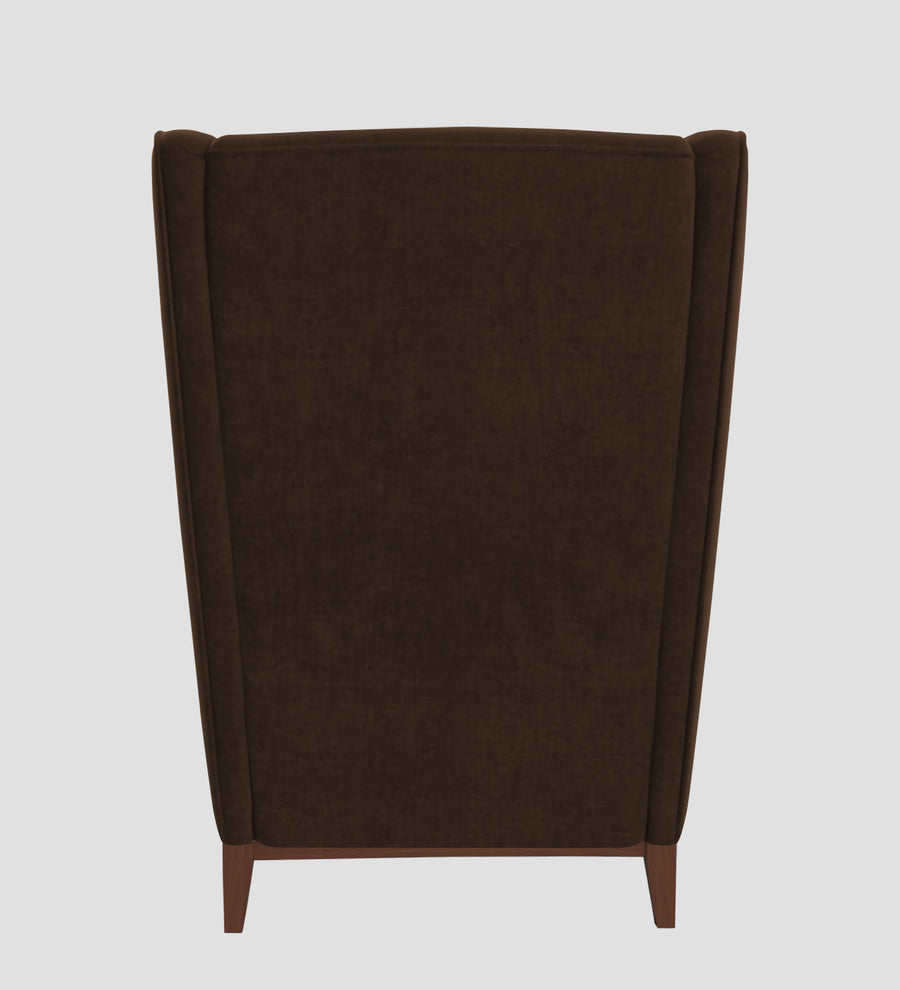 Suri Velvet Wing Chair In Cholocate Brown Colour - Febonic Living