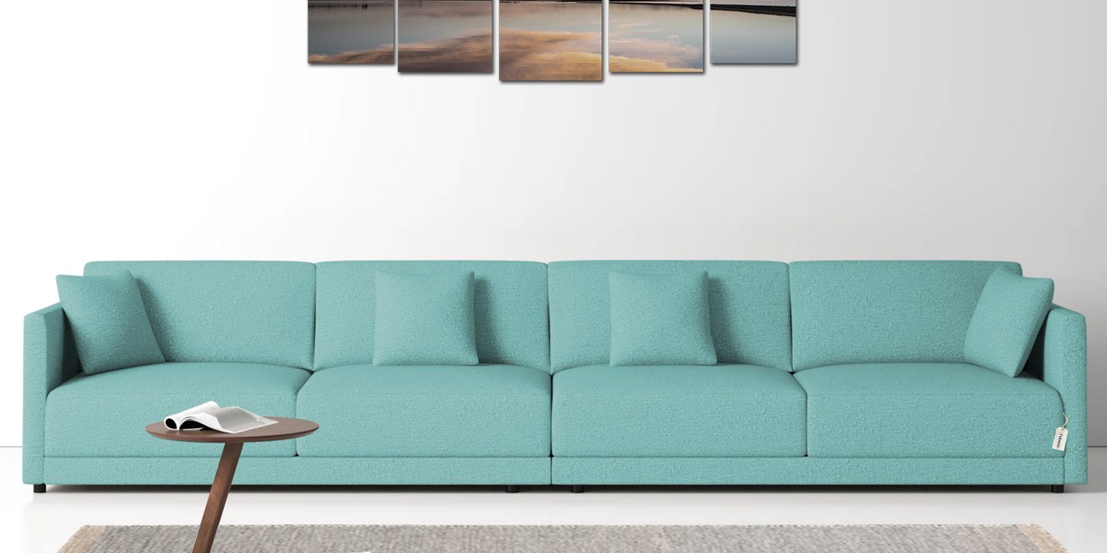 Casso Velvet 4 Seater Sofa in Barmunda Aqua Colour