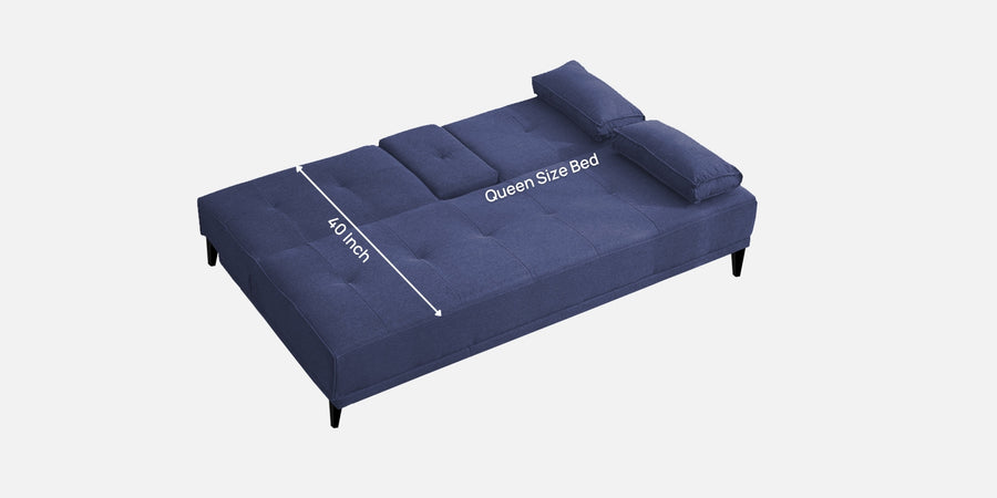 Jerry Fabric 3 Seater Convertible Sofa Cum Bed In Slate Blue Colour - Febonic Living