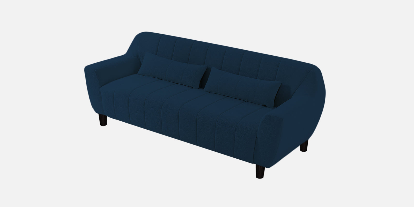 Nesco Fur Fabric 3 Seater Sofa in Danim Blue Colour