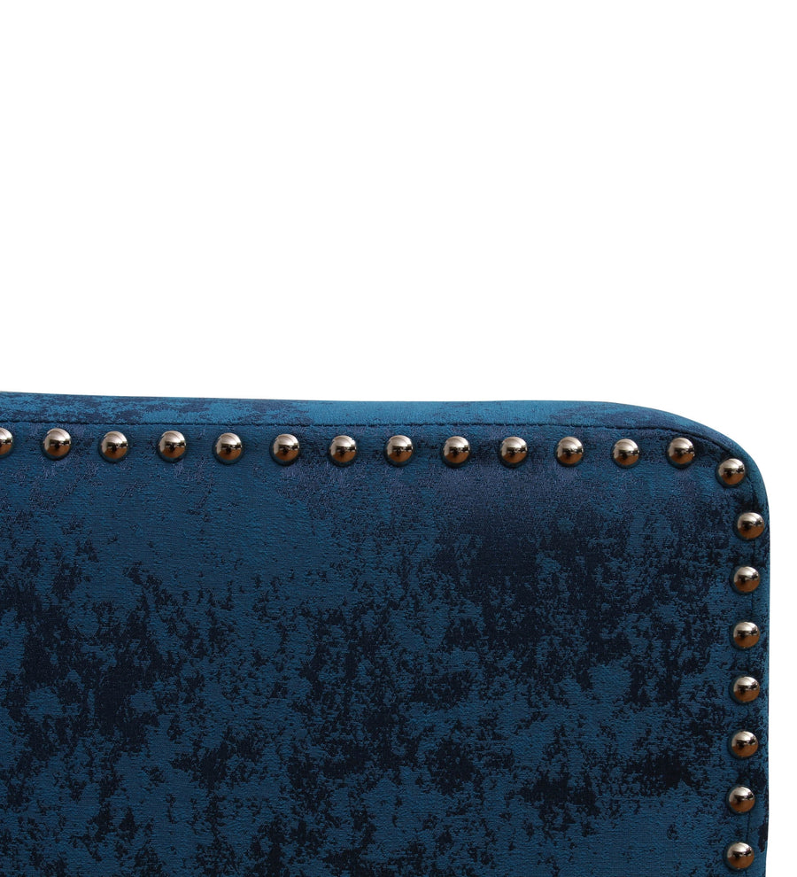 Jade Printed Fabric Wing Chair In Blue Colour - Febonic Living