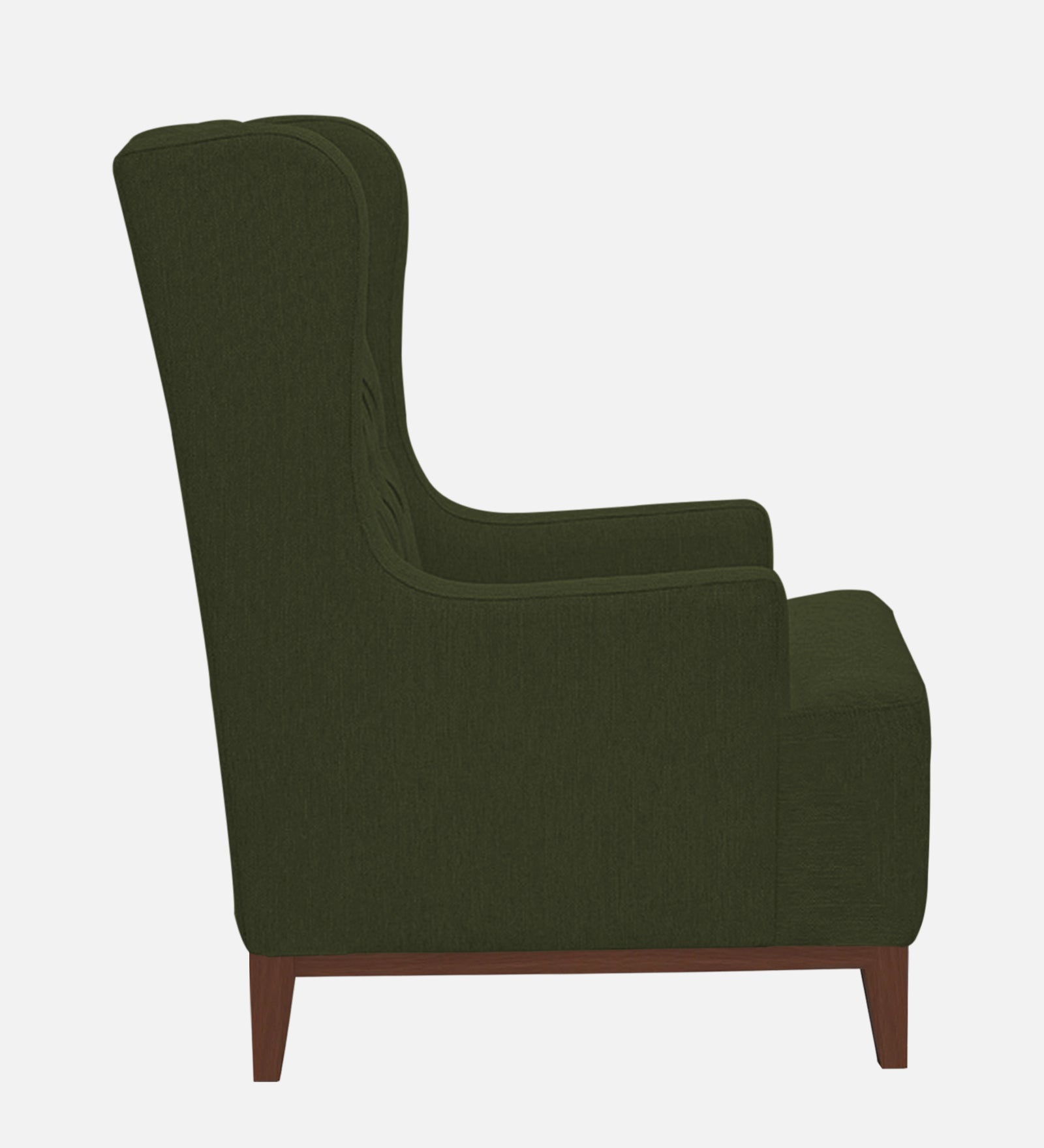 Kuchi Fabric 1 Seater Wing Chair Sofa in Olive Green Colour