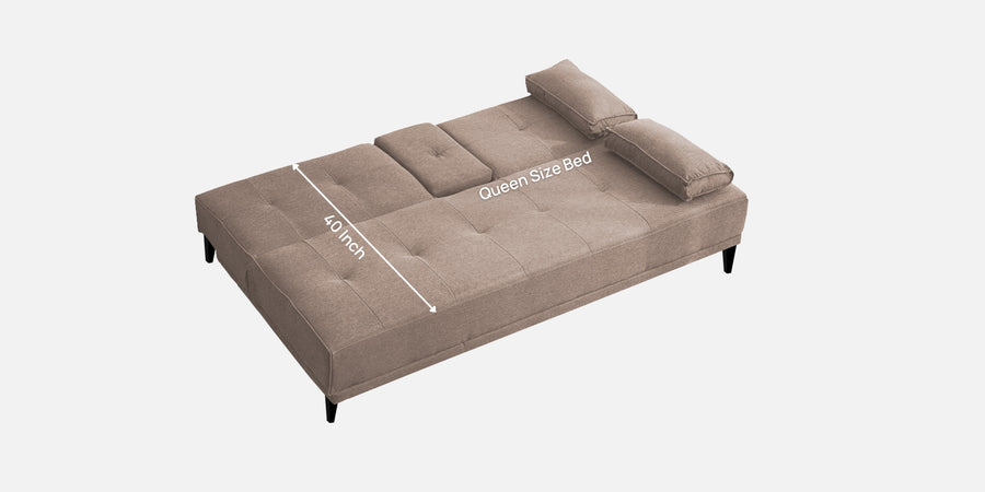 Jerry Fabric 3 Seater Convertible Sofa Cum Bed In Kadhi Beige Colour - Febonic Living