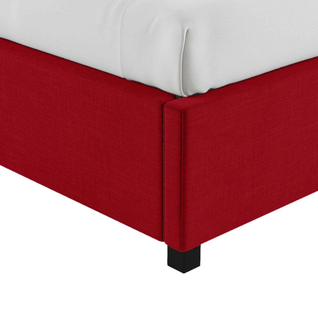 Isko Fabric Upholstered Single Bed in Ruby Red Colour with Box Storage