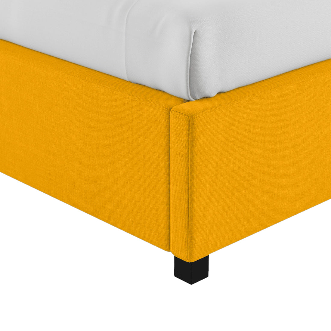 Isko Fabric Upholstered Single Bed in Bold Yellow Colour with Box Storage