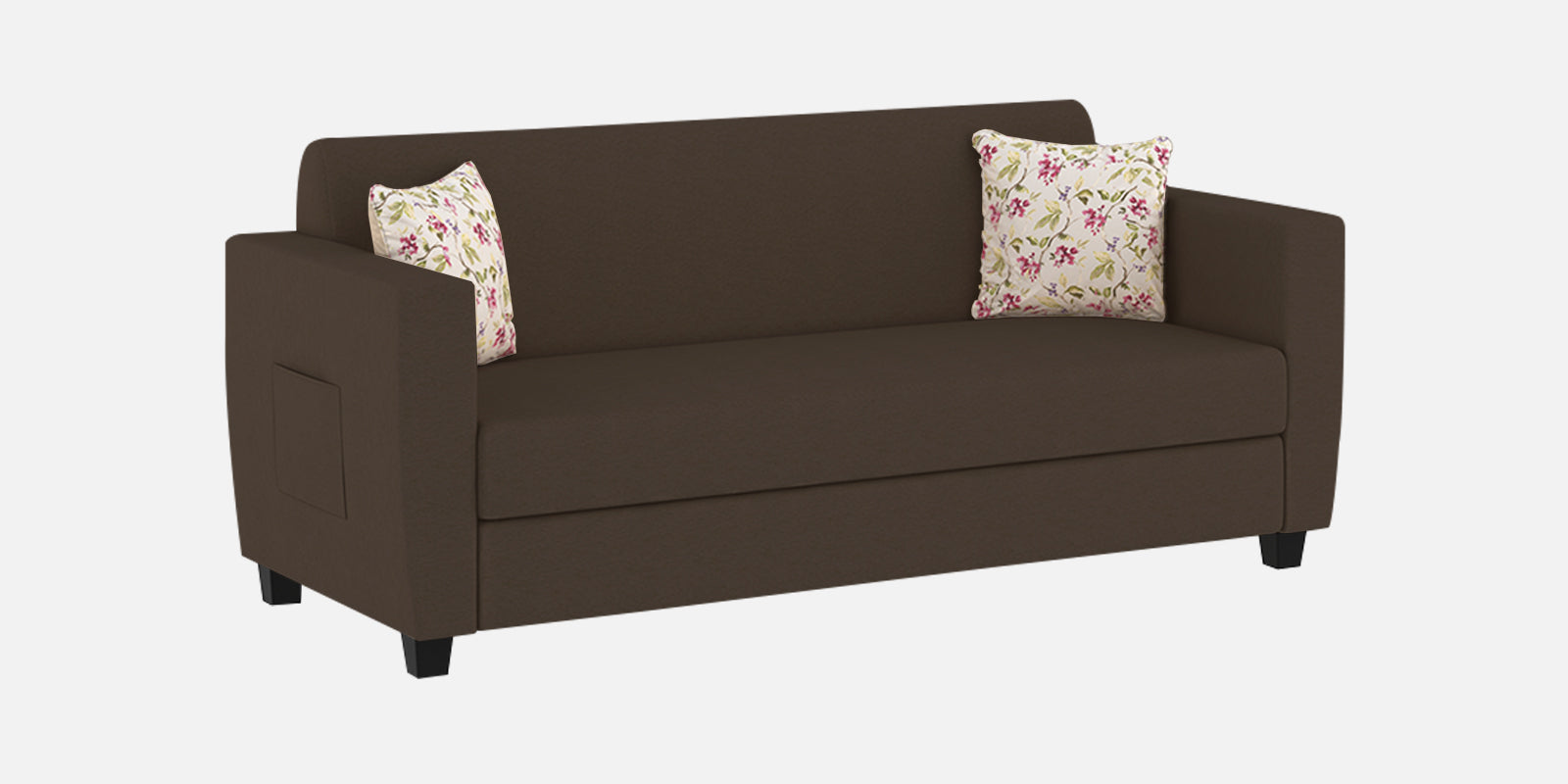 Gozi Fabric 3 Seater Sofa In Coffee Brown Colour