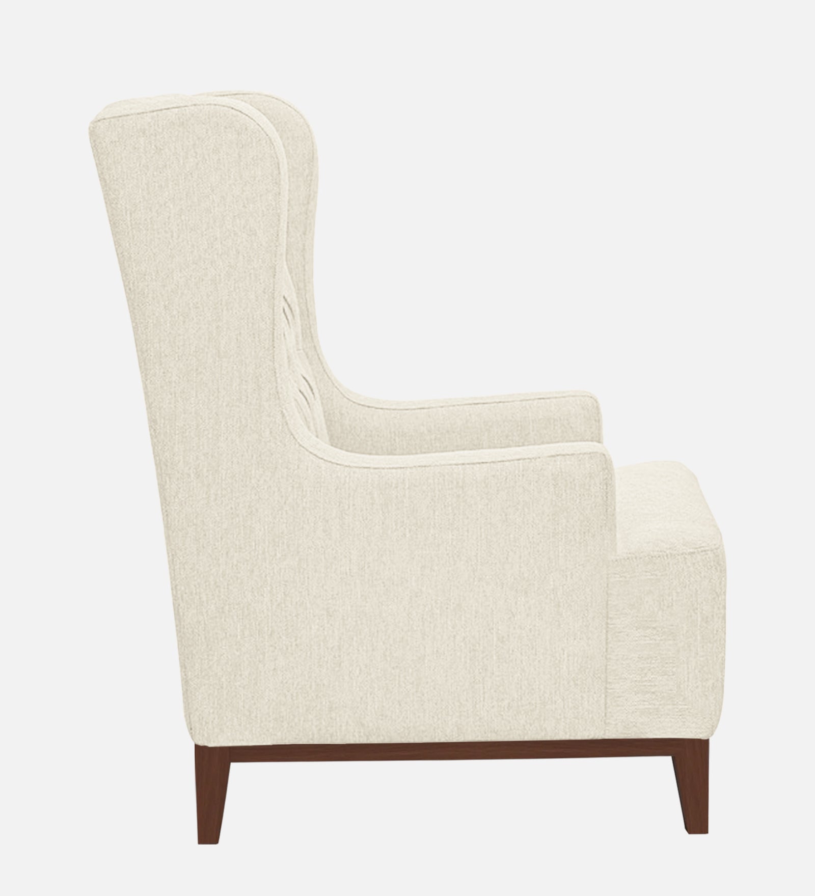 Kuchi Fabric 1 Seater Wing Chair Sofa in Ivory Cream Colour