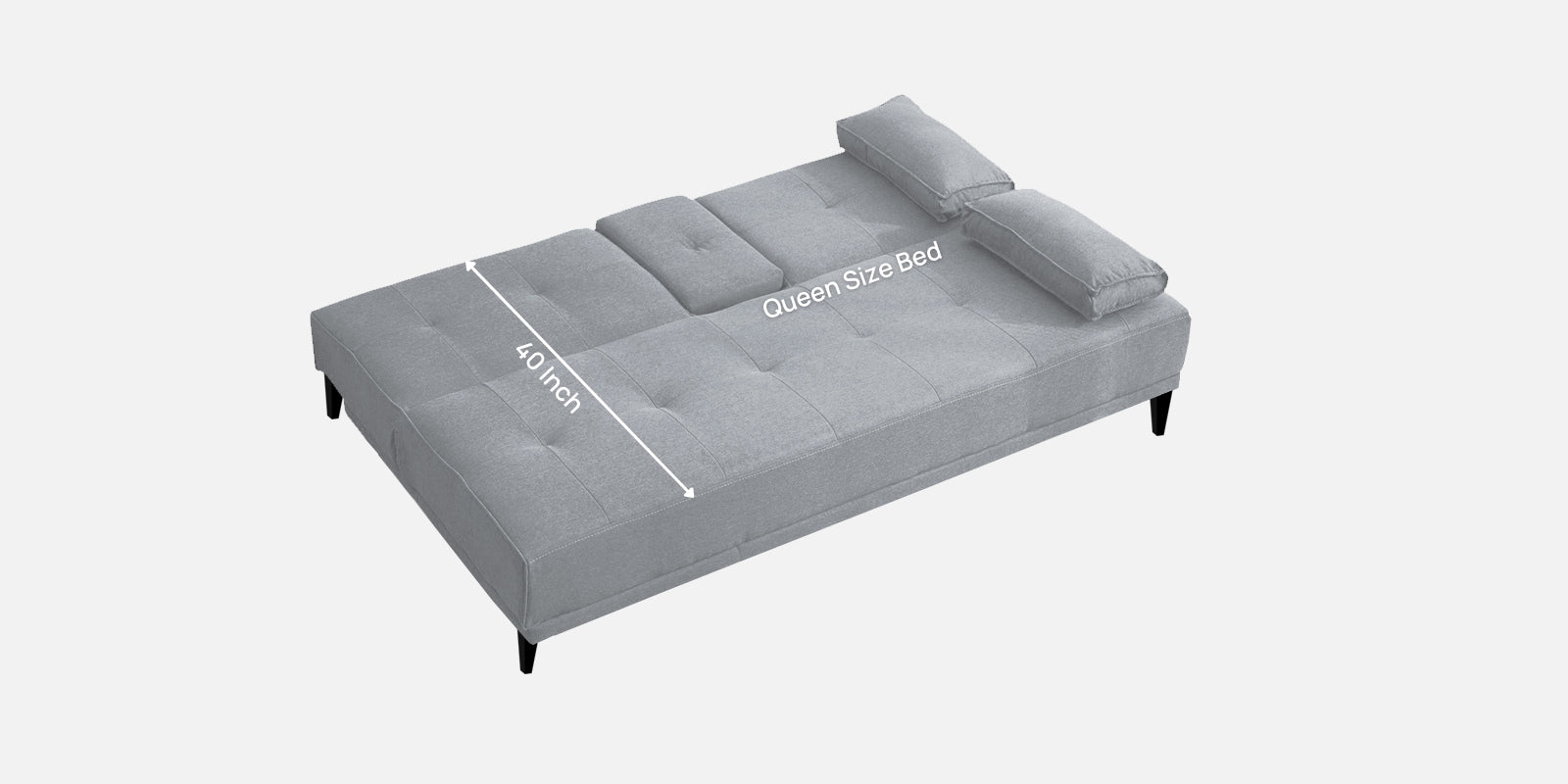 Jerry Fabric 3 Seater Convertible Sofa Cum Bed in Lit Gray Colour