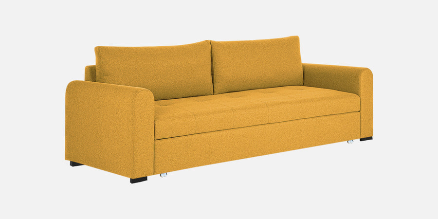 Sigma Fabric 3 Seater Pull Out Sofa Cum Bed In Bold Yellow Colour - Febonic Living