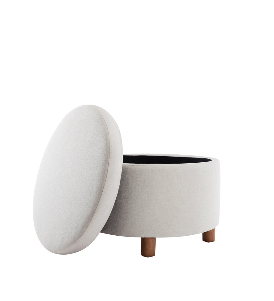 Meera Fabric Ottoman In Lit Grey Colour With Storage - Febonic Living