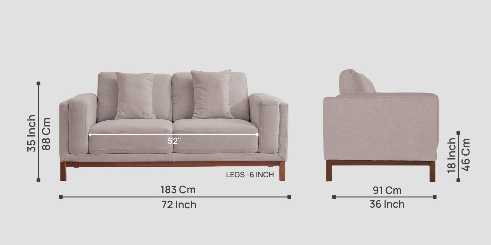 Borry Fabric 2 Seater Sofa in Almond Beige Colour - Febonic Living