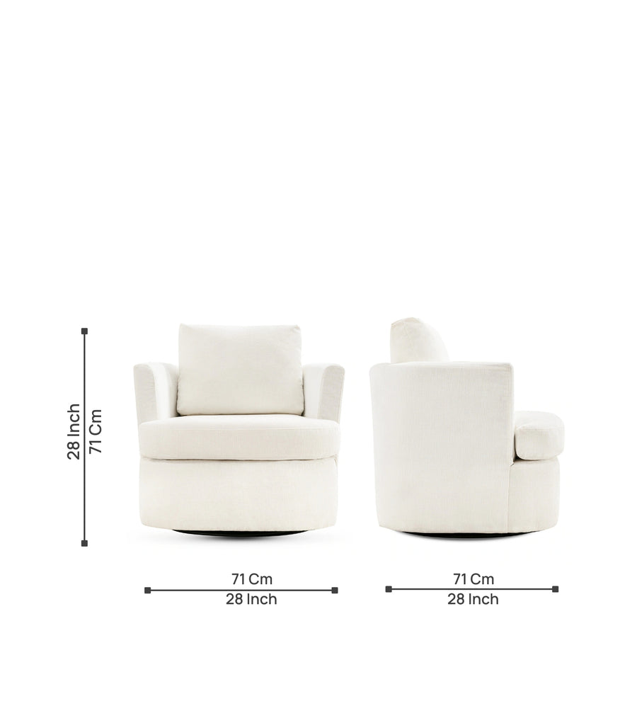 Ranger Fabric Swivel Chair In Ivory Cream Colour - Febonic Living