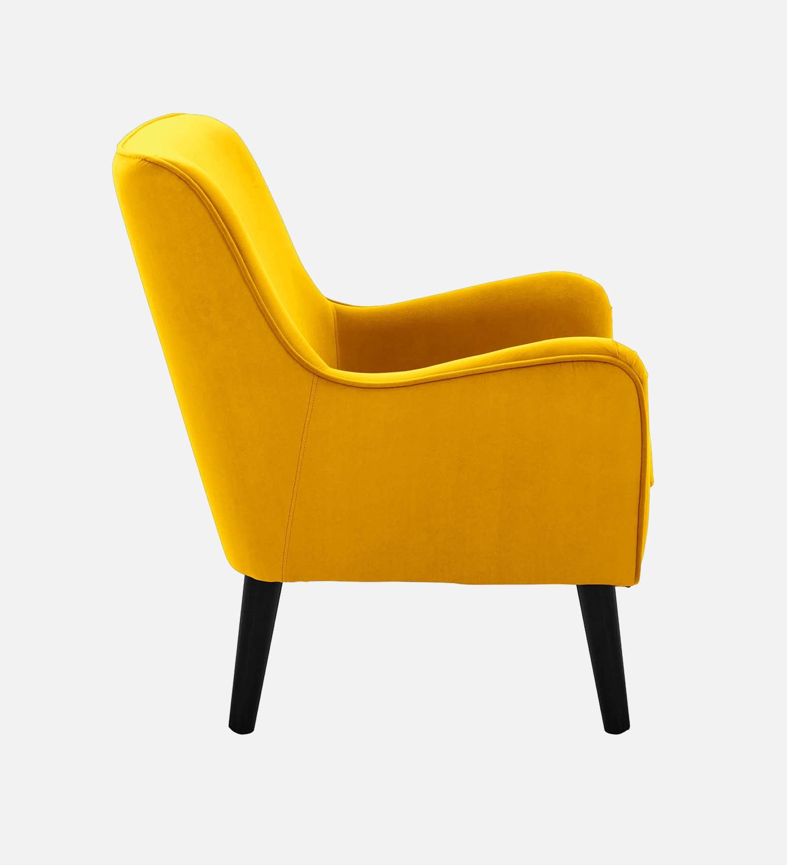 Ame Velvet Upholstered Wingback Chair in Turmeric Yellow Colour